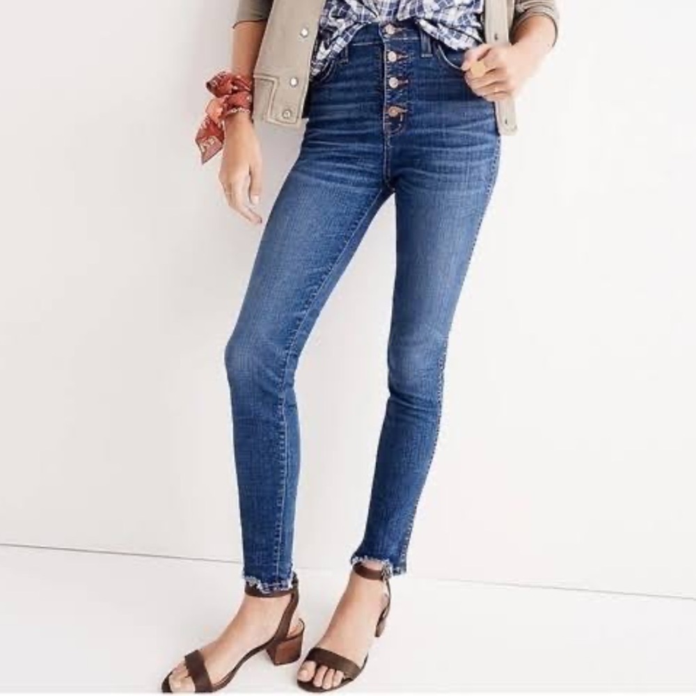 Madewell 10” High Rise Skinny Button Fly Raw Hem Jeans 27